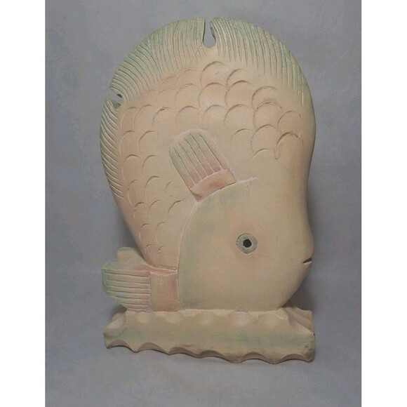 Vintage Hand Carved Hand Painted  Wooden Fish Figure Coastal Beach Home Decor - Picture 4 of 9